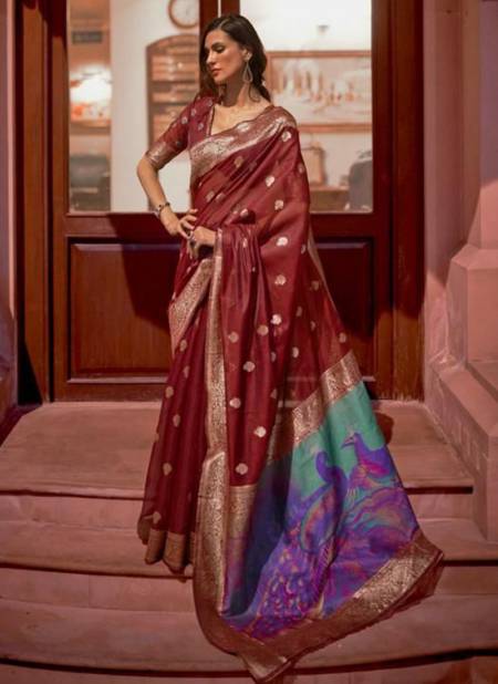 Maroon Colour RAJTEX KSWARA SILK New Designer Wedding Wear Heavy Weaving Silk Latest Saree Collection 234005